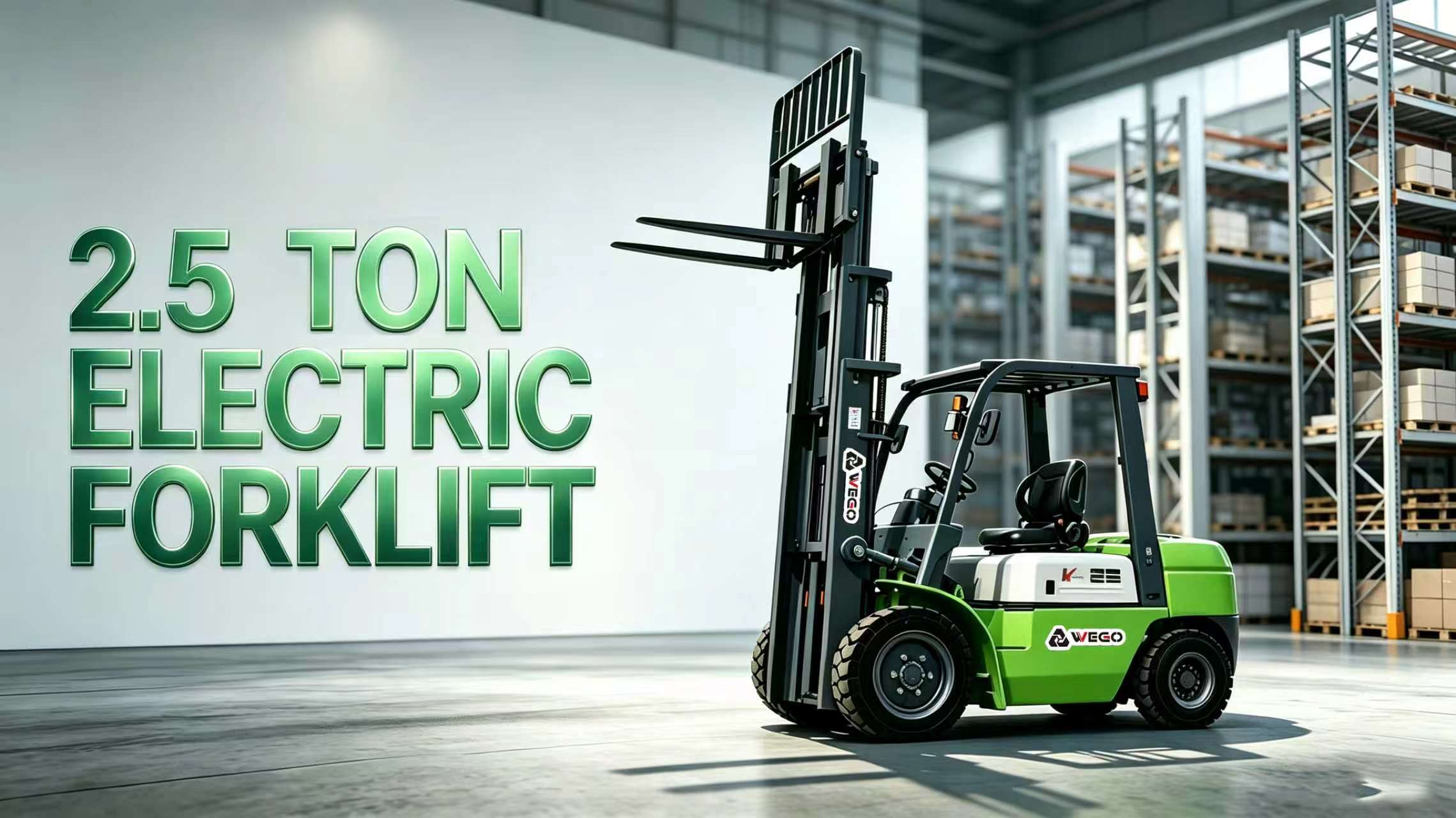 WEGO 2.5 ton electric forklift in warehouse